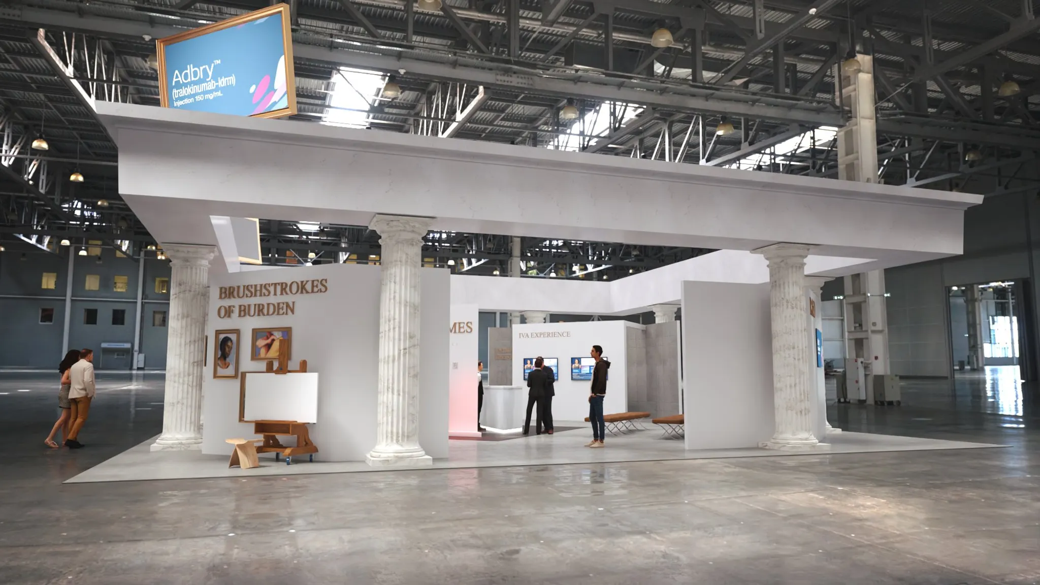 50x50 booth inspired by a Greek temple
